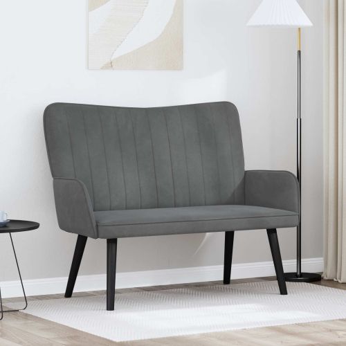 Диван с два места Тъмен сив 115 x 61 x 87 см Кадифе