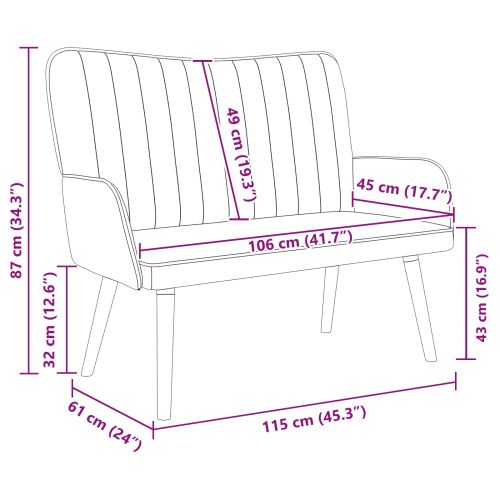 Диван с два места Тюркоаз 115 x 61 x 87 см Кадифе