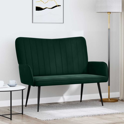 Диван с два места Тъмен зелен 115 x 61 x 87 см Кадифе
