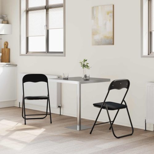 Сгъваем стол 2 pcs Черен 48 x 44 x 78 см Кадифе