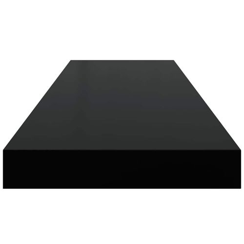 Окачен стенен рафт, черен гланц, 80x23,5x3,8 см, МДФ