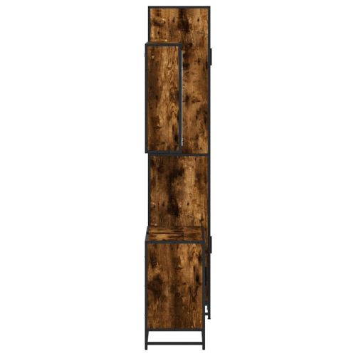 Комплект мебели за баня от 3 части, опушен дъб, инженерно дърво