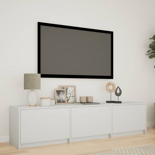TV шкаф с LED Бял 165 x 34 x 40 см Инженерен дървен материал