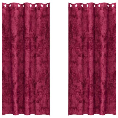 Кадифени завеси С завеси 2 pcs Виненочервен 260 x 140 см Кадифе