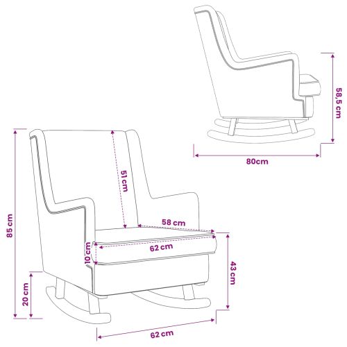 Люлеещ се стол Черно 62 x 80 x 85 см Букле