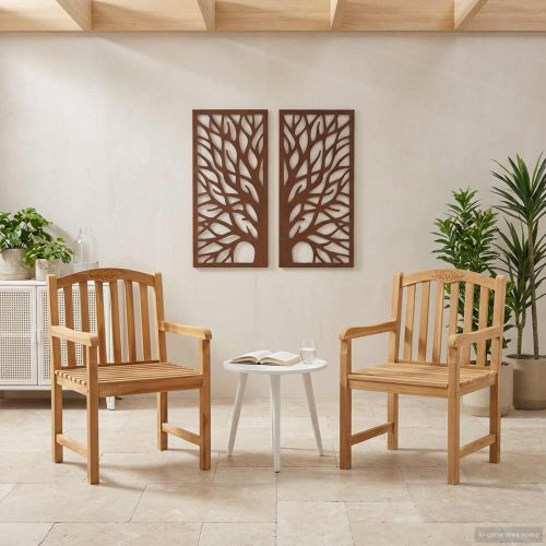 Ръчно изработен стол с рози 2 pcs Натурално 58 x 60 x 90 см