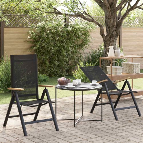 Лежанки за градина 2 pcs Черен 58 x 73 x 111,5 см Textilene