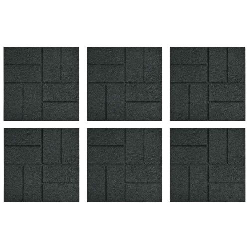 Стъпаловиден камък 6 pcs Черен 40,5 x 40,5 x 2 см Каучук