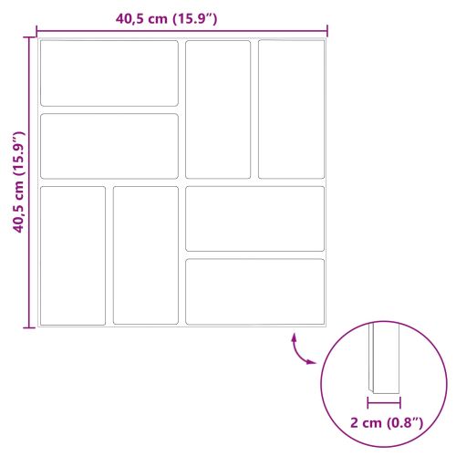 Стъпаловиден камък 6 pcs Черен 40,5 x 40,5 x 2 см Каучук