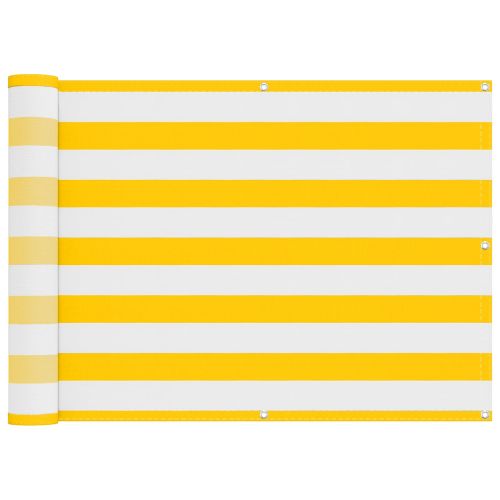 Балконен екран Жълт и бял 75 x 200 cm PU покрит оксфорд алу