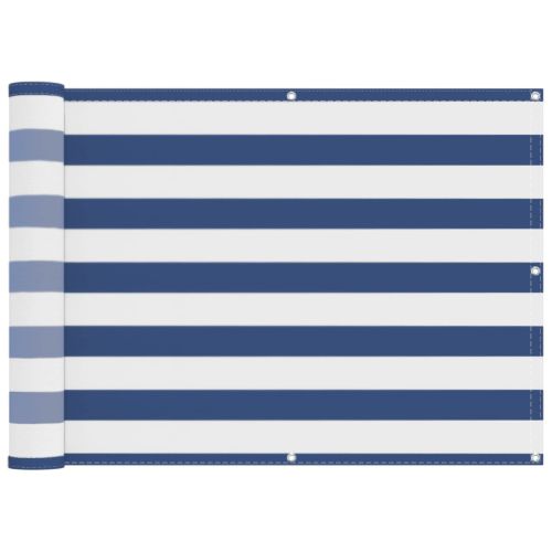 Балконен екран Синьо и бяло 75 x 200 cm PU покрит оксфорд алу