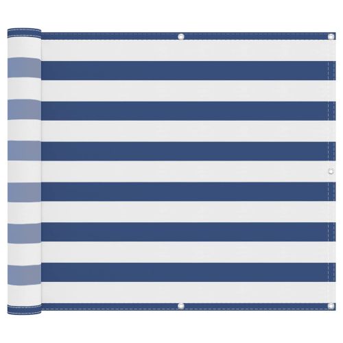 Балконен екран Синьо и бяло 100 x 500 cm PU покрит оксфорд алу