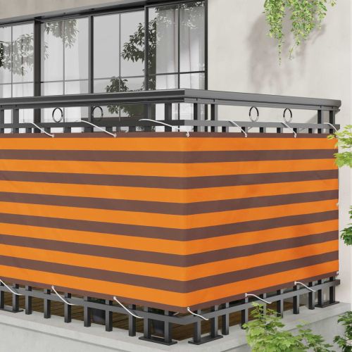 Балконен екран Оранжево и кафяво 100 x 400 cm Оксфордска тъкан