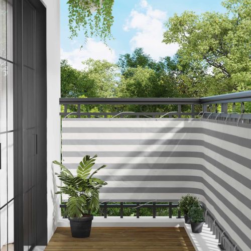 Балконен екран Светлосив и бял 90 x 800 cm