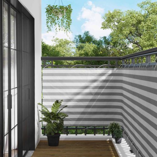 Балконен екран Светлосив и бял 110 x 300 cm Оксфордска тъкан