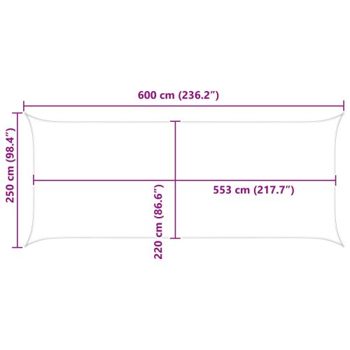 Слънчево платно за сянка Антрацит 6 x 2,5 м