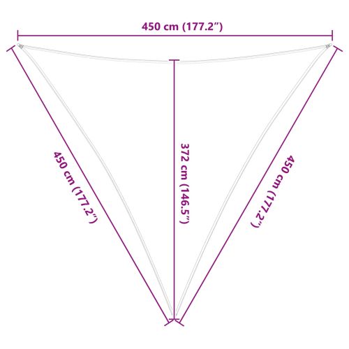 Слънчево платно за сянка 4,5 x 4,5 x 4,5 m
