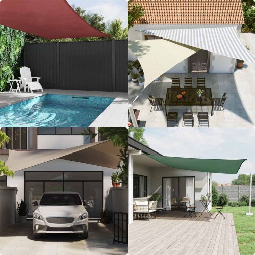 Слънчево платно за сянка Светлосив и бял 5 x 6 x 6 m