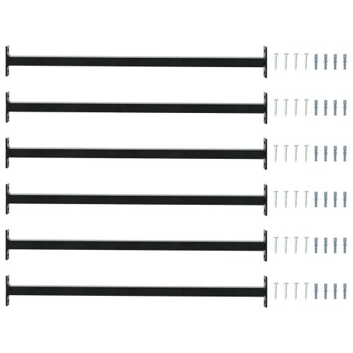 Регулируема защитна преграда за прозорци 6 pcs Черен Стомана