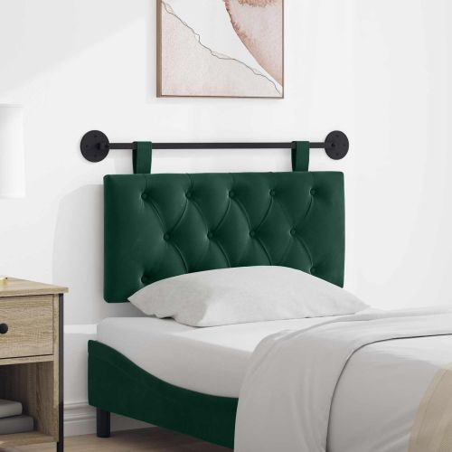 Табла за легло висяща С LED осветление Тъмнозелено Кадифе