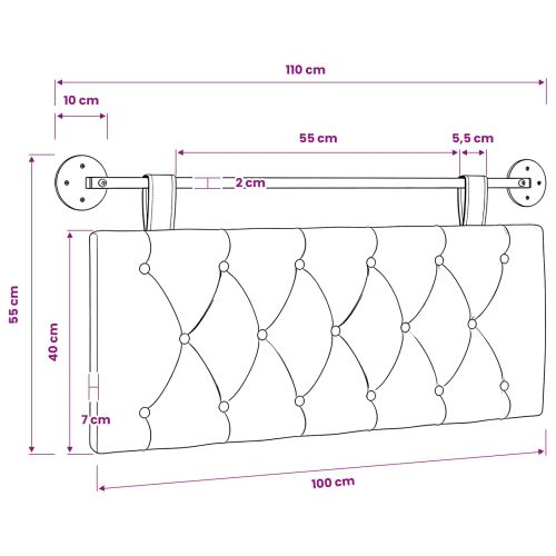 Табла за легло висяща Бяло Текстил