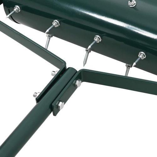 Валяк за трева с дръжка и клипси за аератор Зелен 128 x 38 см