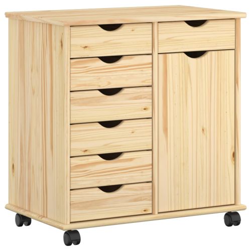 Плъзгащ кабинет с колело Кафяво 63,5 x 39 x 65,5 см Солиден бор