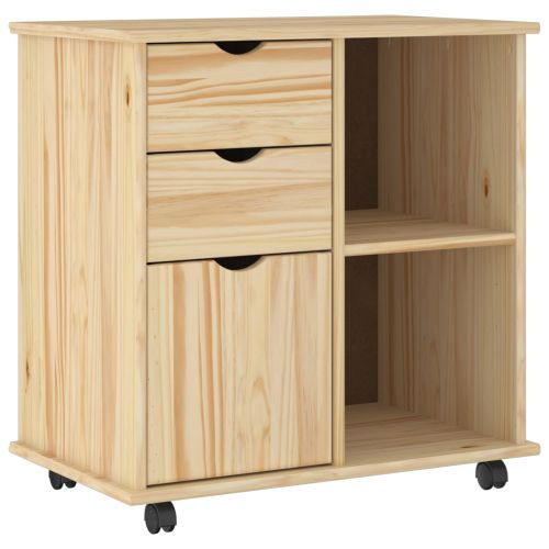 Плъзгащ кабинет с колело Кафяво 63,5 x 39 x 65,5 см Солиден бор