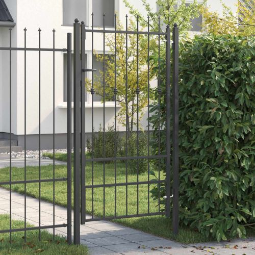 Врата за ограда с заключване Asten Черен 175 x 88 см Стомана