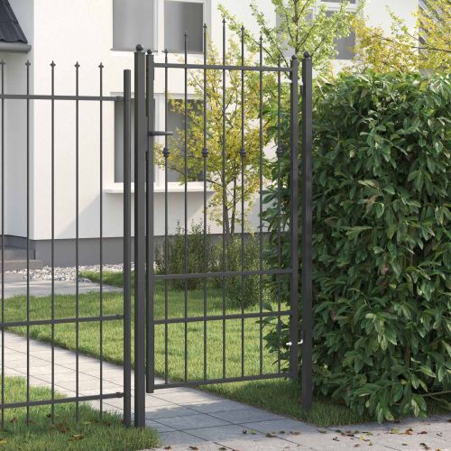 Врата за ограда с заключване Asten Черен 175 x 88 см Стомана