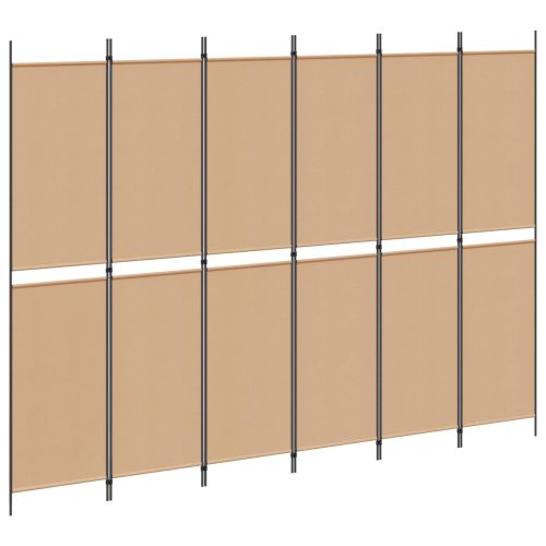 Делител за стая с 6 панела Бежово 300 x 220 cm Текстил