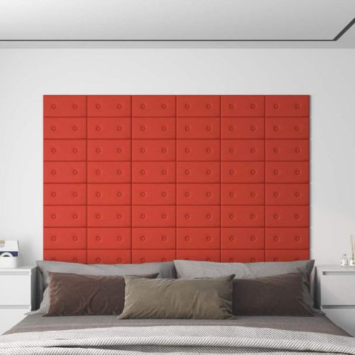 Стенно табло за легло 12 pcs Червено 30 x 15 cm Изкуствена