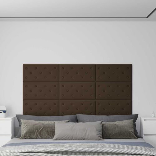 Стенно табло за легло 12 pcs Кафяво 60 x 30 cm Изкуствена