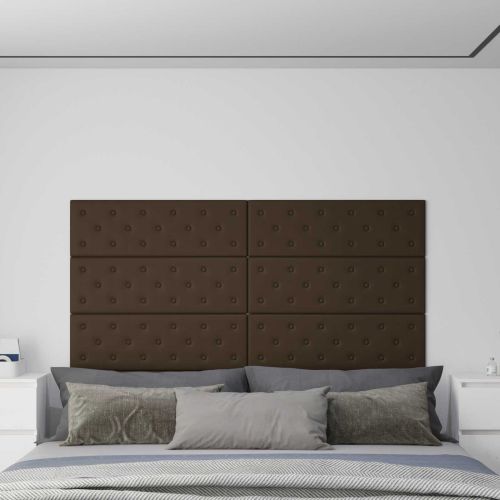 Стенно табло за легло 12 pcs Кафяво 90 x 30 cm Изкуствена