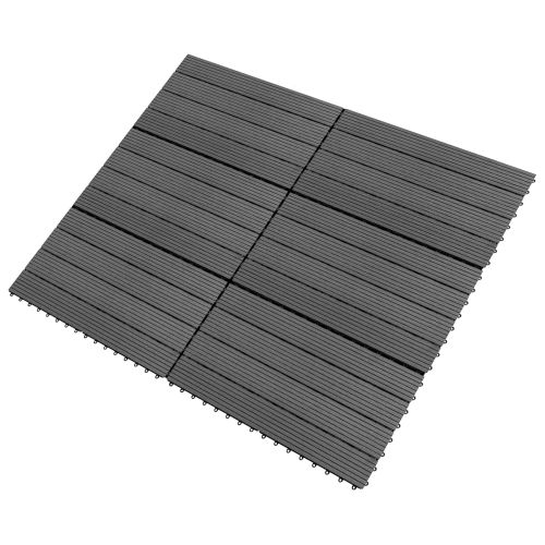 Плочка за decking 6 pcs Сив 60 x 30 cm WPC