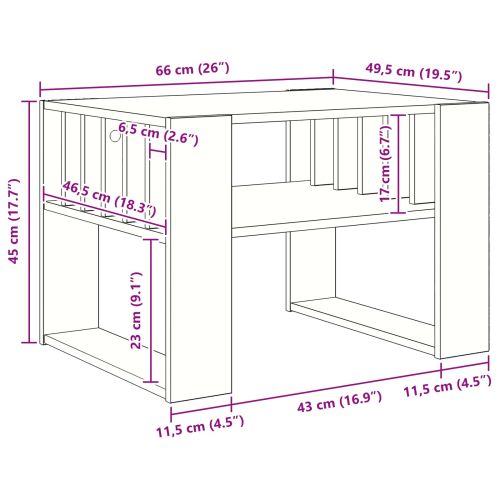 Масичка за кафе Бяло 66 x 49,5 x 45 см Инженерно дърво