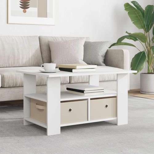 Масичка за кафе с чекмедже Бяло 77 x 55 x 42 см Инженерно дърво