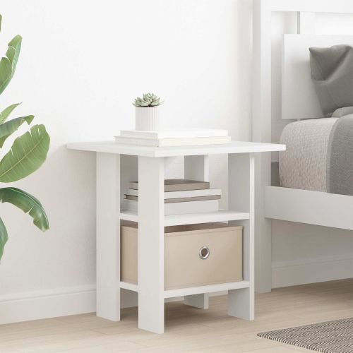 Нощно шкафче с чекмедже Бяло 41 x 40 x 45 см Инженерно дърво