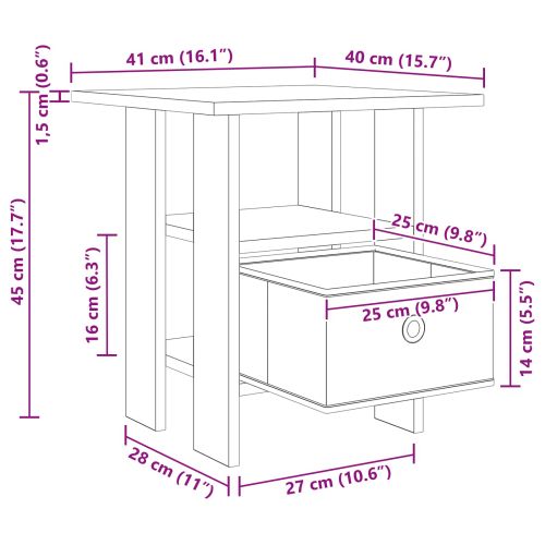 Нощно шкафче 2 pcs Сонома дъб 41 x 40 x 45 см Инженерно дърво