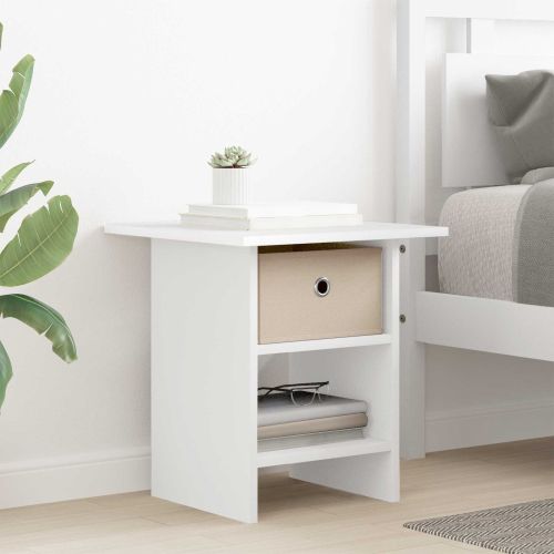 Нощно шкафче с чекмедже Бяло 41 x 40 x 45 см Инженерно дърво