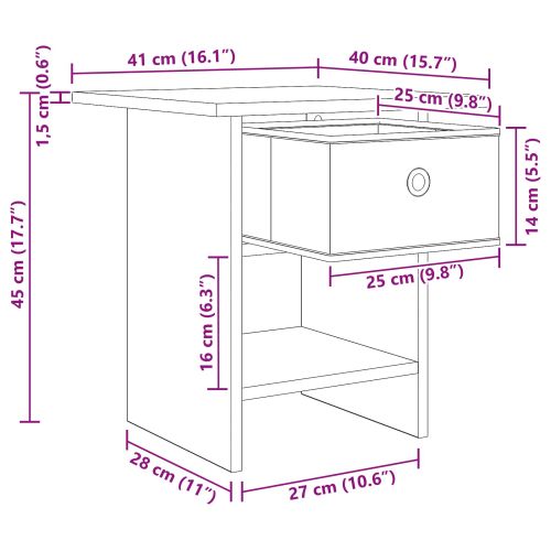 Нощно шкафче 2 pcs Сив Сонома 41 x 40 x 45 см Инженерно дърво