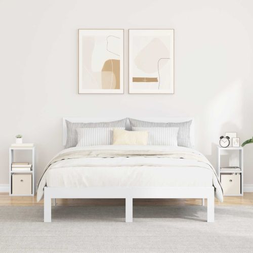 Нощно шкафче 2 pcs Бяло 25,5 x 22 x 49,5 см Инженерно дърво