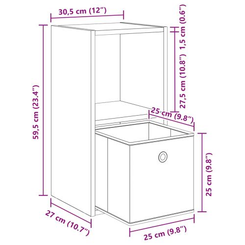 Нощно шкафче Бяло 30,5 x 27 x 59,5 см Инженерно дърво