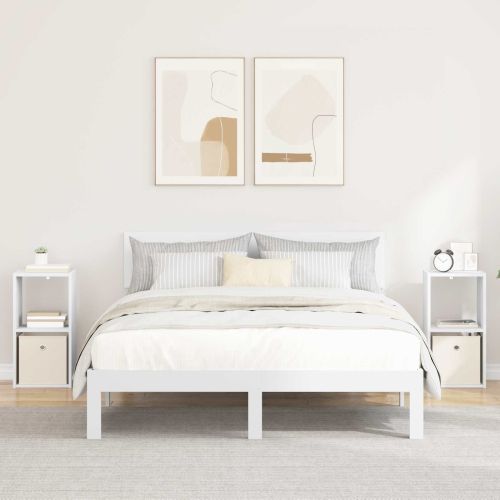 Нощно шкафче 2 pcs Бяло 30,5 x 27 x 59,5 см Инженерно дърво