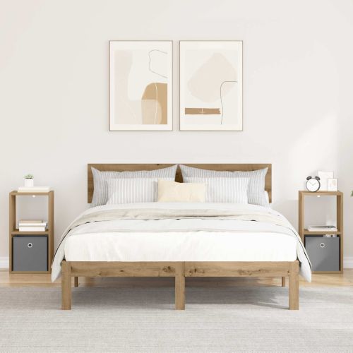 Нощно шкафче 2 pcs Дъб 30,5 x 27 x 59,5 см Инженерно дърво