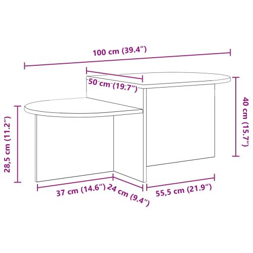 Масичка за кафе Опушен дъб 100 x 50 x 40 cm Инженерна дървесина