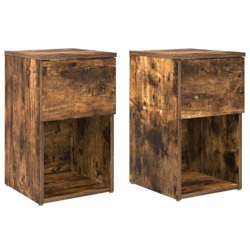 Шкаф за легло 2 pcs Опушен дъб 29 х 31,5 х 49 см