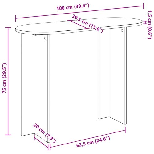 Конзолна маса Опушен дъб 100 x 39,5 x 75 см Инженерна дървесина