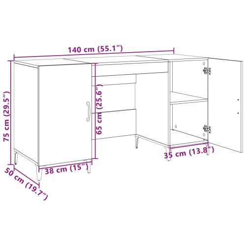 Бюро с врата Старо дърво 140 x 50 x 75 см Инженерно дърво