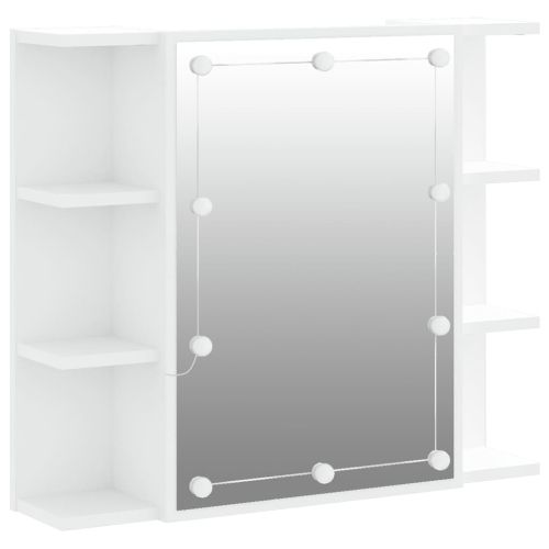 Огледален шкаф с LED, бял, 70x16,5x60 см